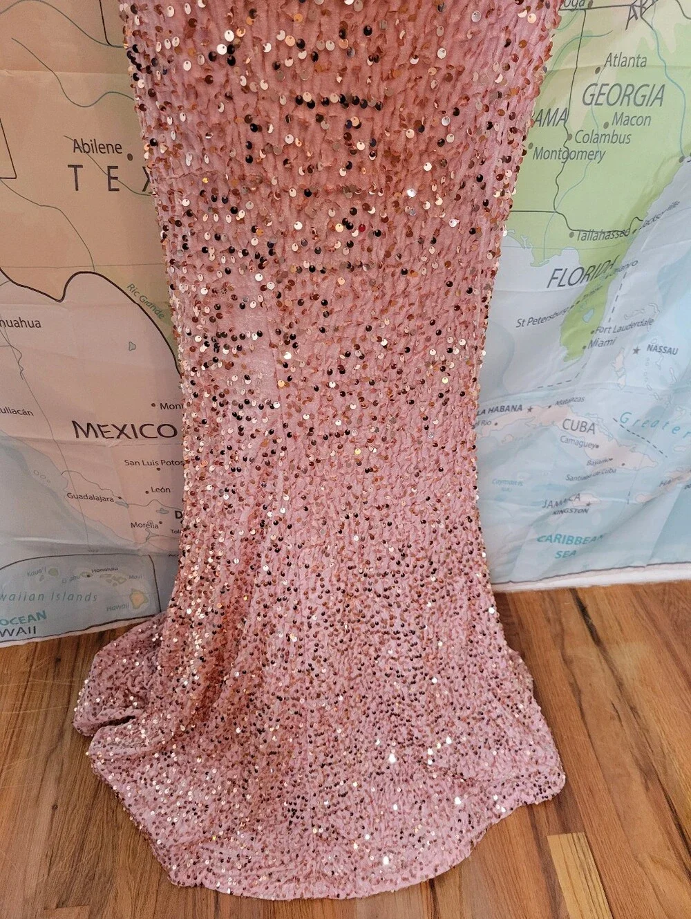 Fashion Nova Elegant Pink Velvet Sequin Evening Gown - Picture 6 of 16